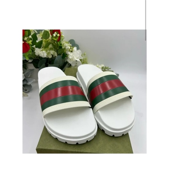 Gucci web slide sandals size 12 made in Italy main image 7
